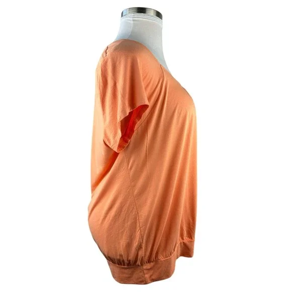 NWT Chico's Perfect Pleats Blouse Orange Scoop Neck Short Sleeve Top Sz 3 XL 16 - Picture 5 of 9